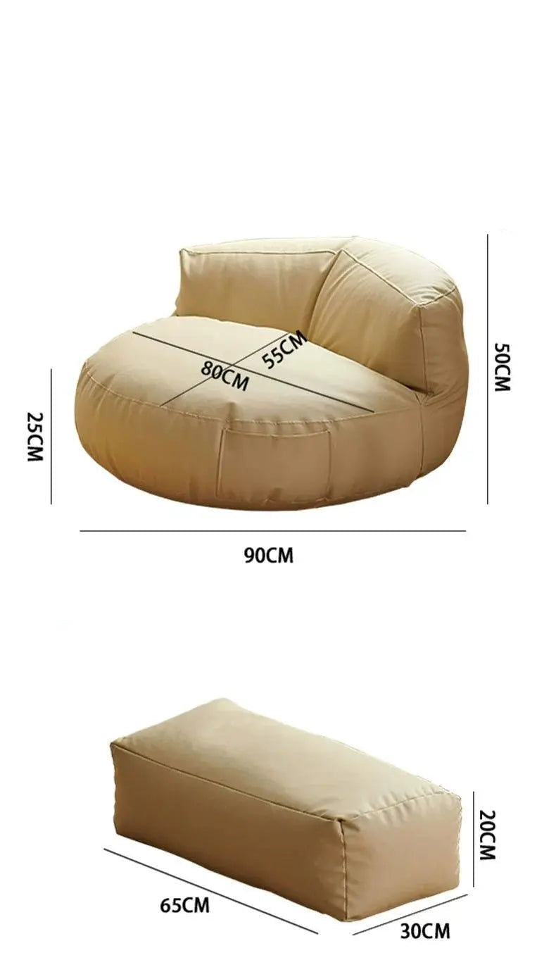 PU Leather Bean Bag Filling Round Lazy Floor Sofa