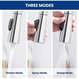 360° Rotation Sprayer Extendable 3 Jet Kitchen Faucet