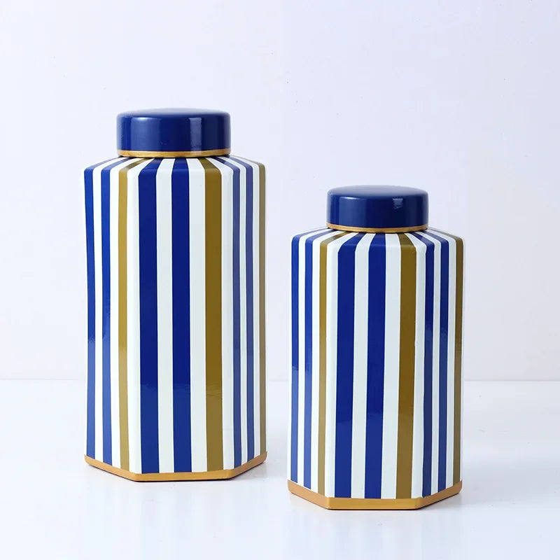 Hexagonal Striped Grid Pot Modern Minimalist Vase