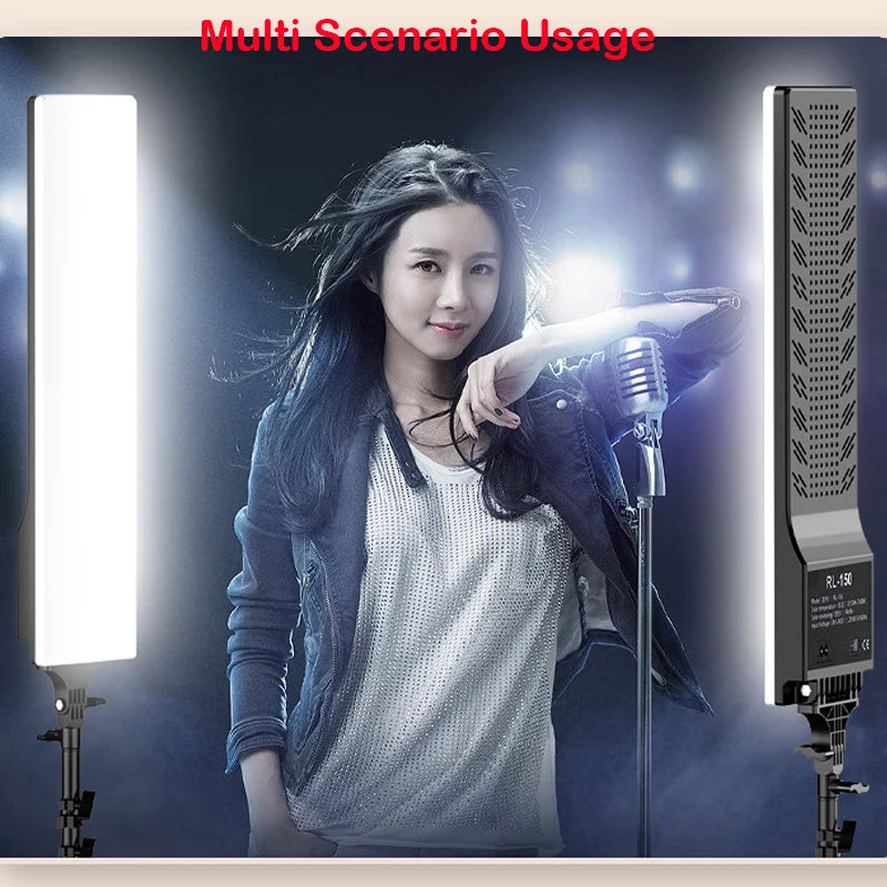 LED Rectangular Video Dimmable Lighting Kit Long Arm Tripod Stand