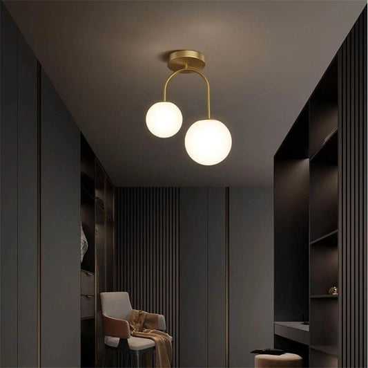 Modern LED Double Headed Glass Ball Ceiling Lamp