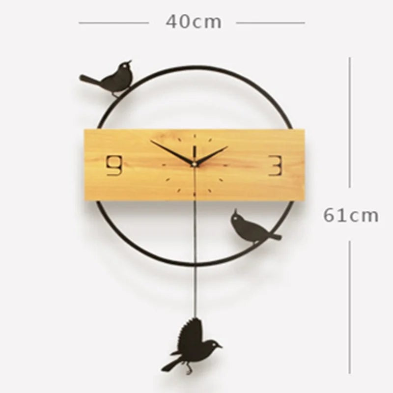 Modern Minimalist Wooden Wall Clock with Pendulum