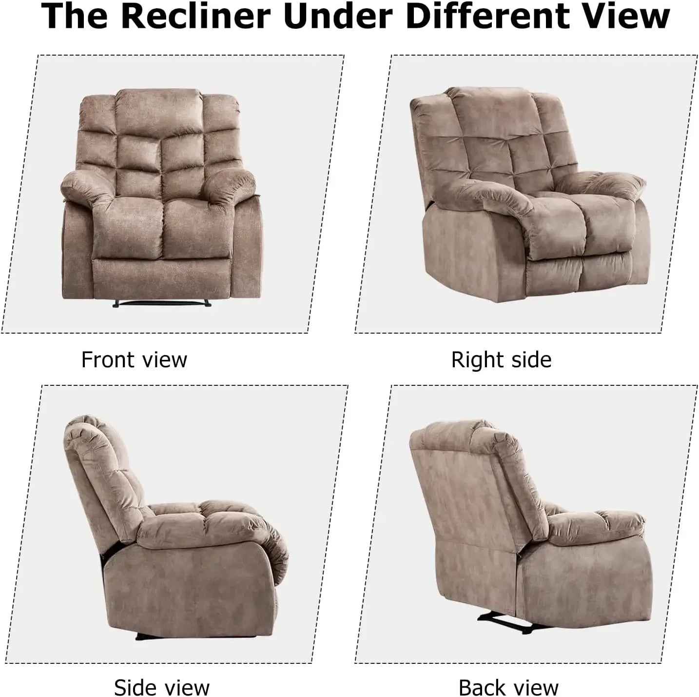 Overstuffed Backrest Reclining Footrest Padded Seat Sofa