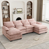 Chenille U Shape Modular Double Chaise Sectional Sofa