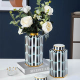 Hexagonal Striped Grid Pot Modern Minimalist Vase