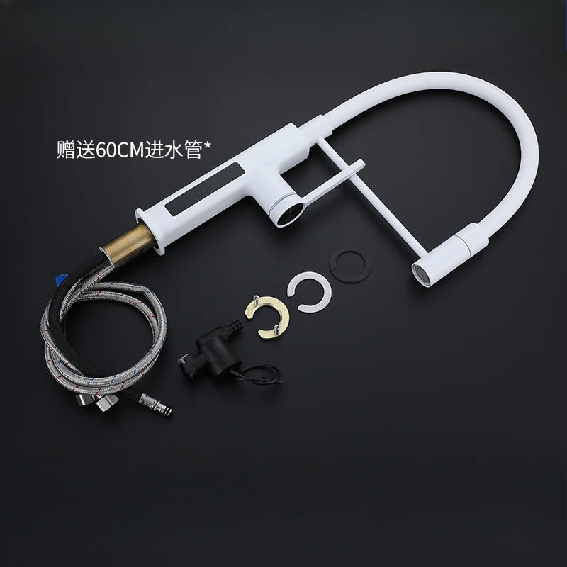 LED Panel Deck Mounted Flexible Hose Sink Kitchen Faucet