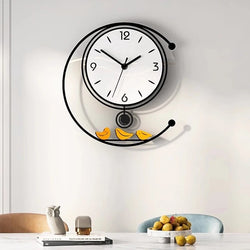 3D Round Wall Clock With Pendulum Modern Designs