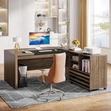 L Shaped Office Storage Shelves Desk