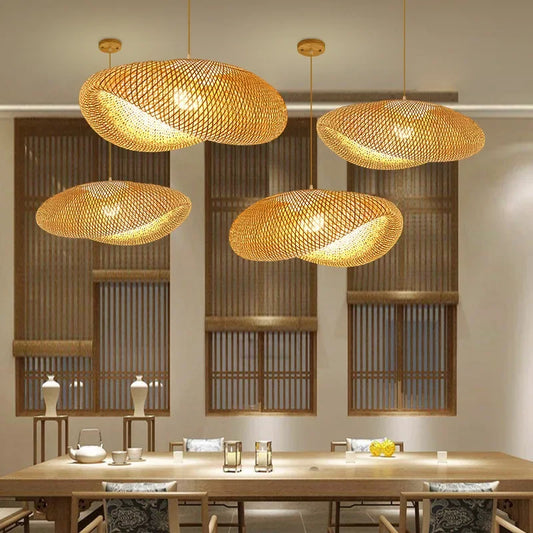 Bamboo Chandelier Pendant Lamp Hanging Wood Ceiling Light