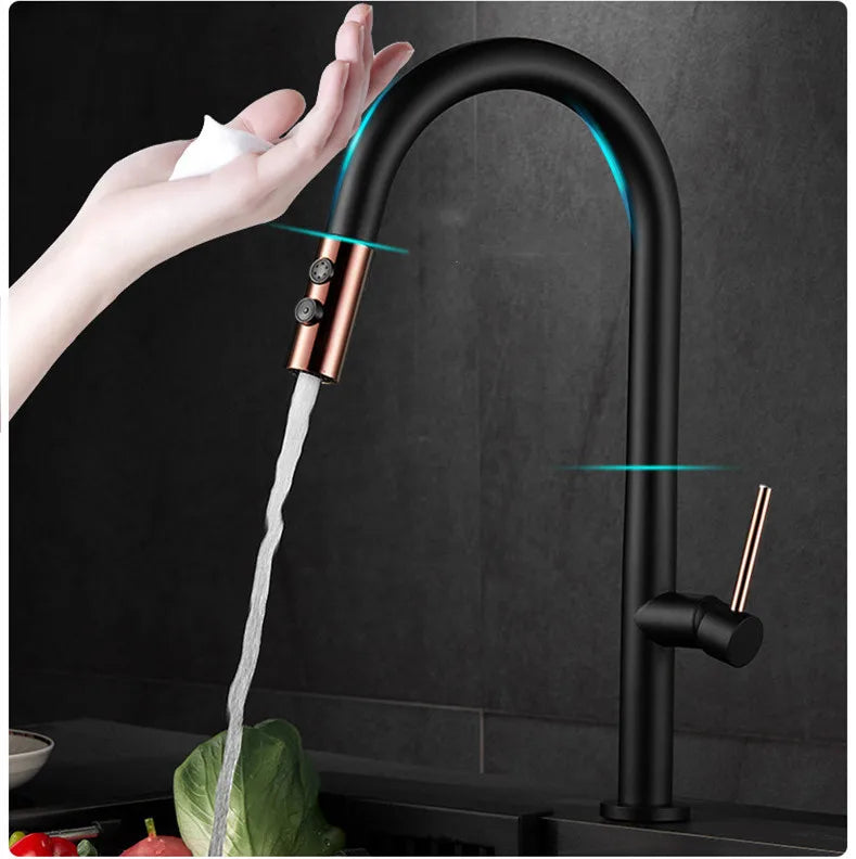 Touch Pull Out Sensor Water Tap Rotate Faucet