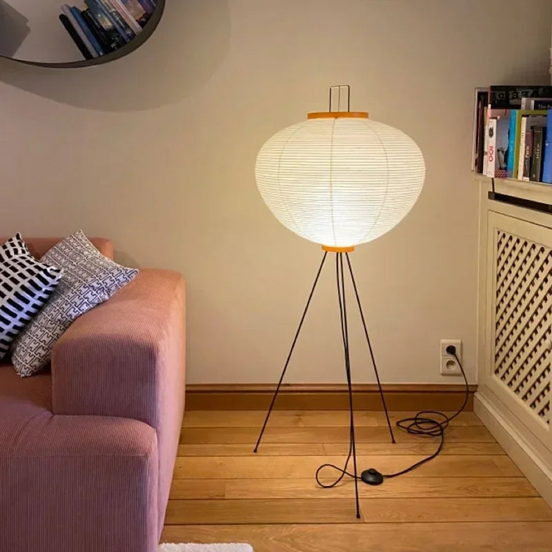 Japanese Paper Standing Light Button Switch Lamp