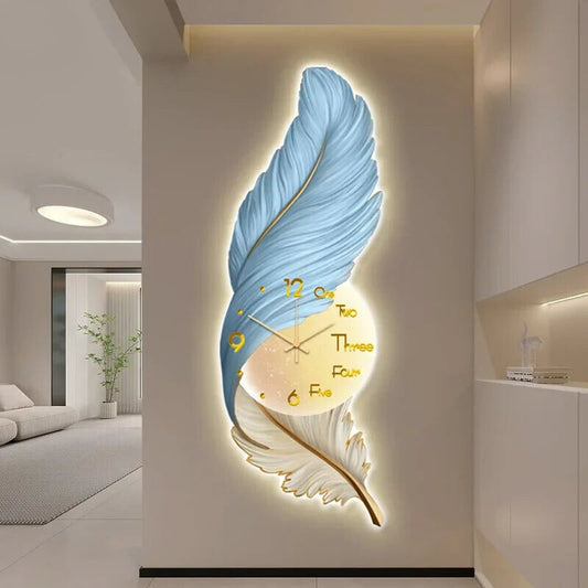 Modern Large Feather LED Wall Clock