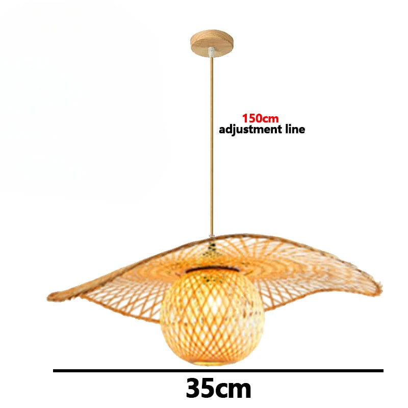 Bamboo Chandelier Pendant Lamp Hanging Wood Ceiling Light