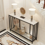 2 Tier Marble Entryway Console Open Shelf Table
