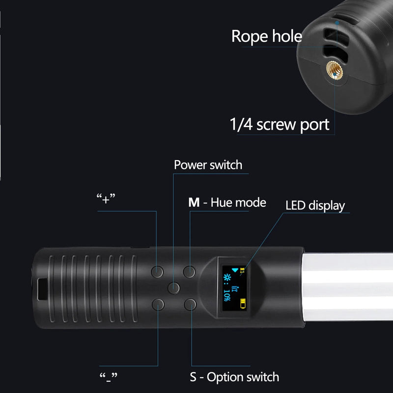 RGB LED Tube Light Stick Dimming Rechargeable Battery Tripod