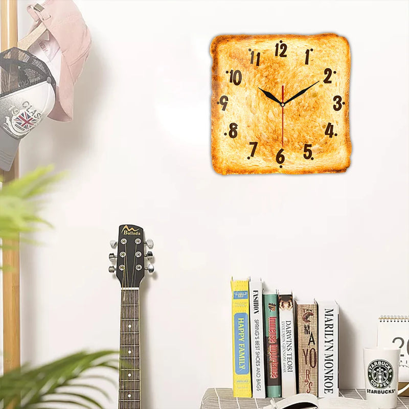 Square Toasted Bread Wall Art Silent Clock