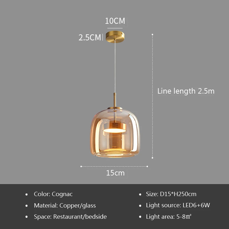 Nordic Glass Smoke Hanging Modern Pendant Lamp