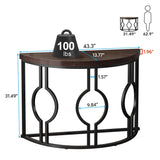Geometric Base Half Moon Entryway Semi Circle Wood Table