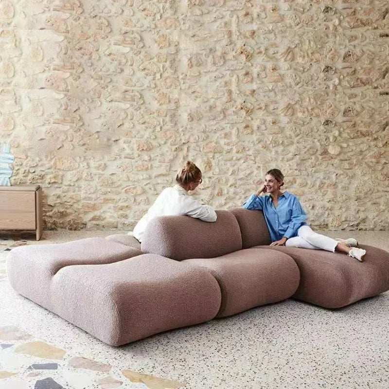 L Shaped Velvet Ottoman Corner Compressed Sofa