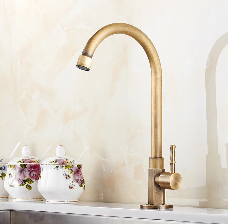 Kitchen Sink Antique 360 Rotation Single Hole Faucet