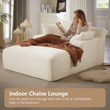 Oversized Corduroy Chaise Lounge Chair with Pillows