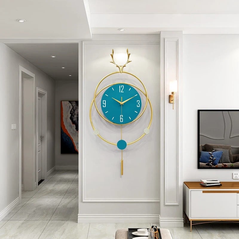 Large Size Luxury Pendulum Digital and Mechanical Wall Clock