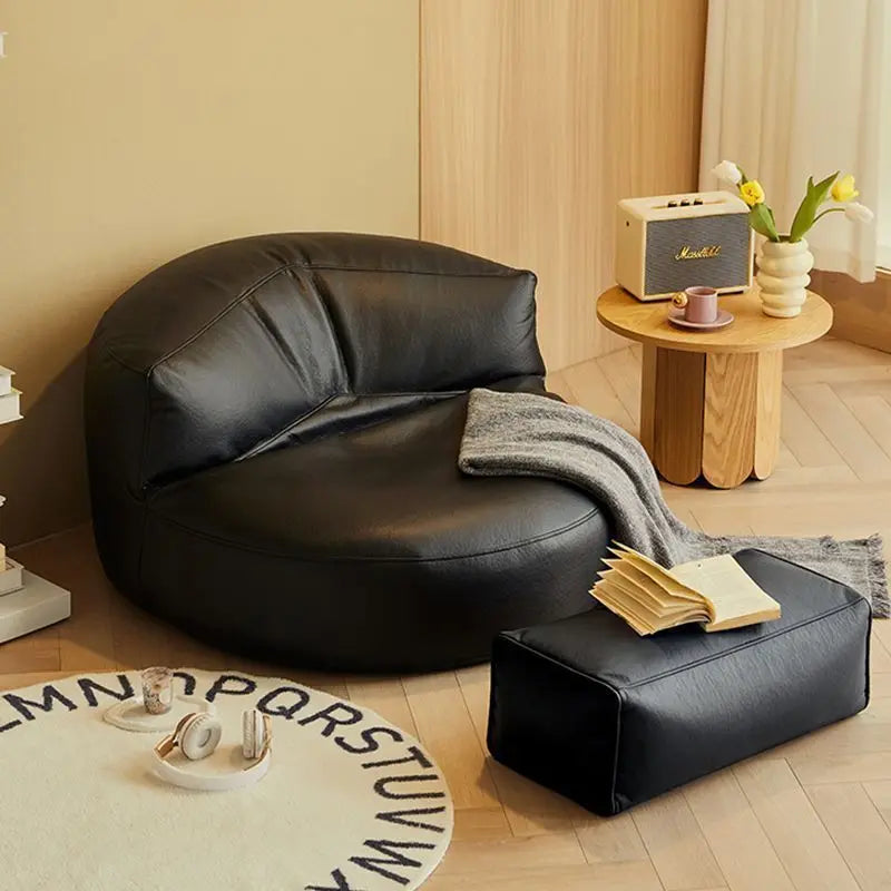 PU Leather Bean Bag Filling Round Lazy Floor Sofa