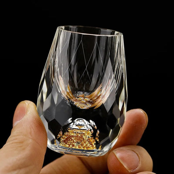 Luxury Double Bottom Crystal Cup with Gold Foil