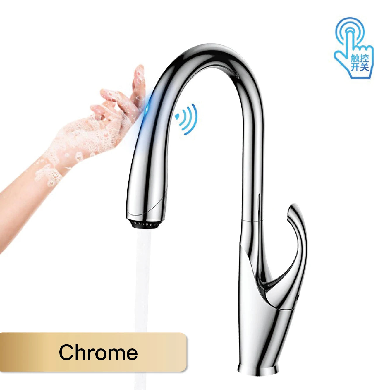 Touch Pull Out 3 Function Single Handle Dual Control Faucet