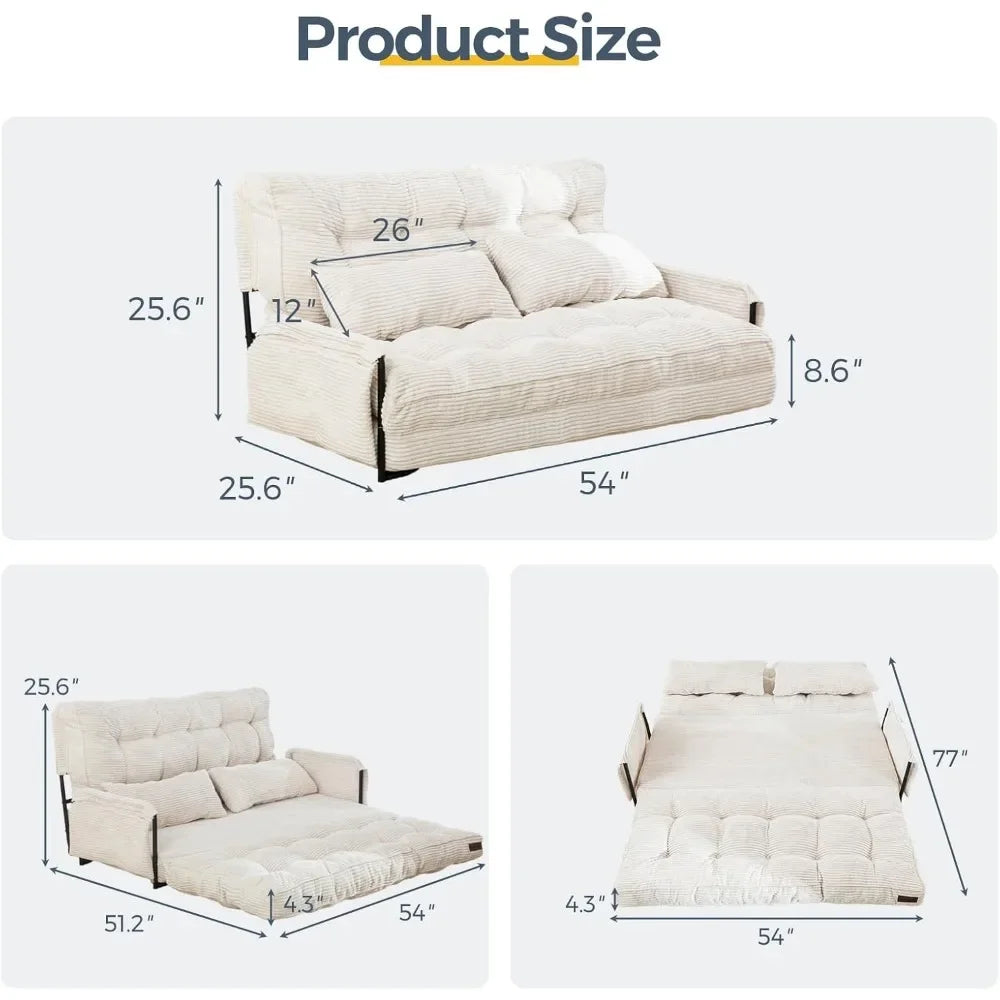 Adjustable 2 Pillows Multi Functional 5 Position Foldable Sofa