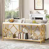 2 Tier Console Storage Open Shelves Behind Couch Table