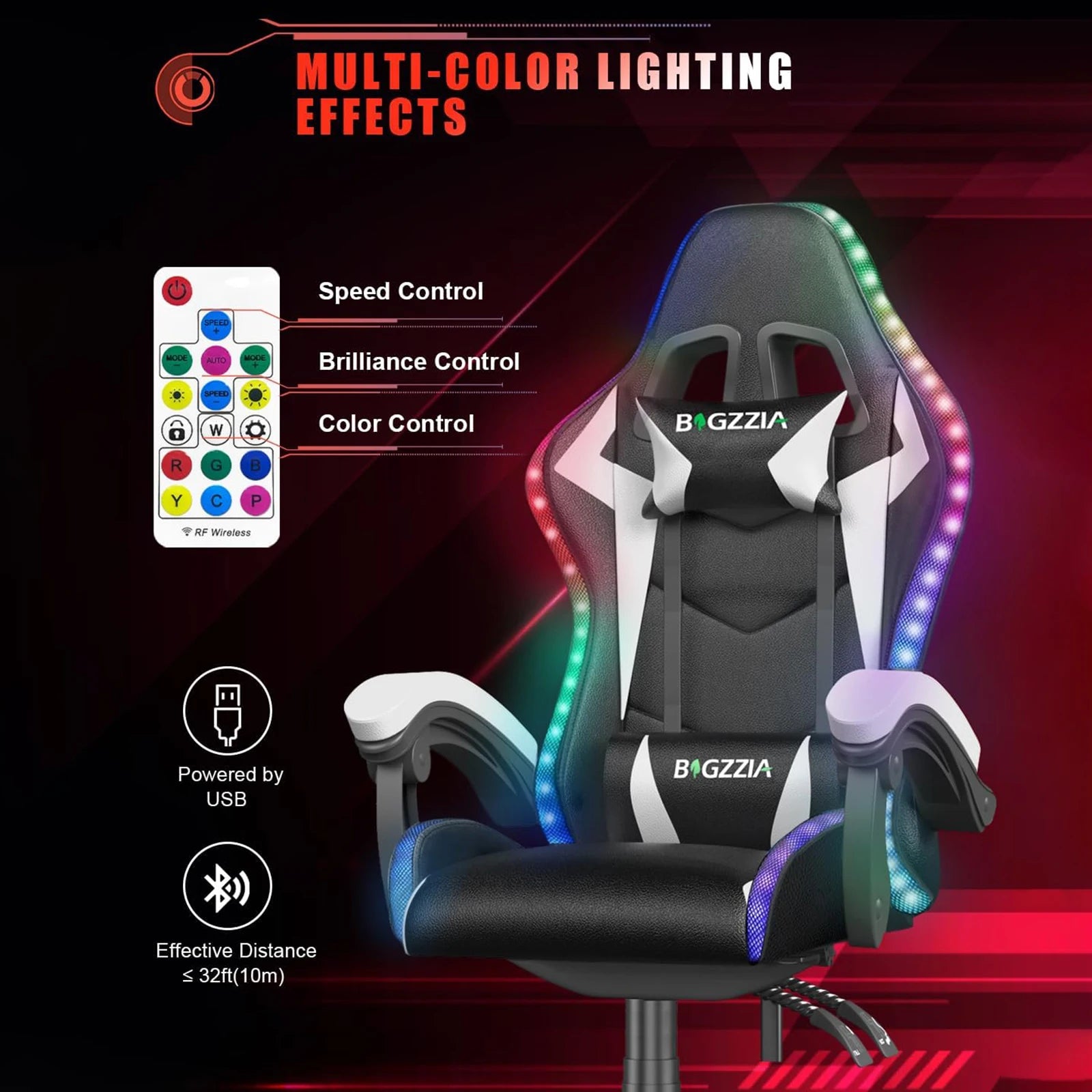 PU Leather Gaming LED Ergonomic Recliner Chair