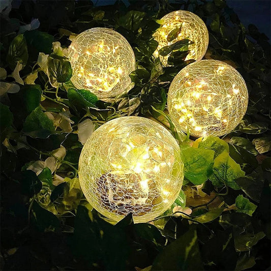 Solar Garden Light Cracked Glass Ball Lamp Waterproof