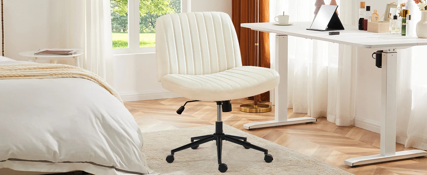 Adjustable Armless Office Wheels PU Leather Swivel Chair