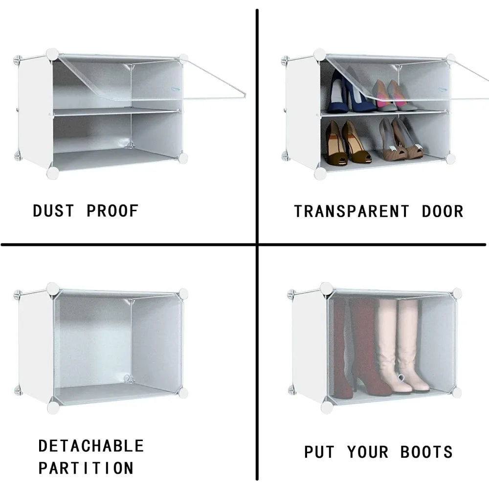 48 Pairs Shoe Storage Cabinet with Plastic Shelves with Door