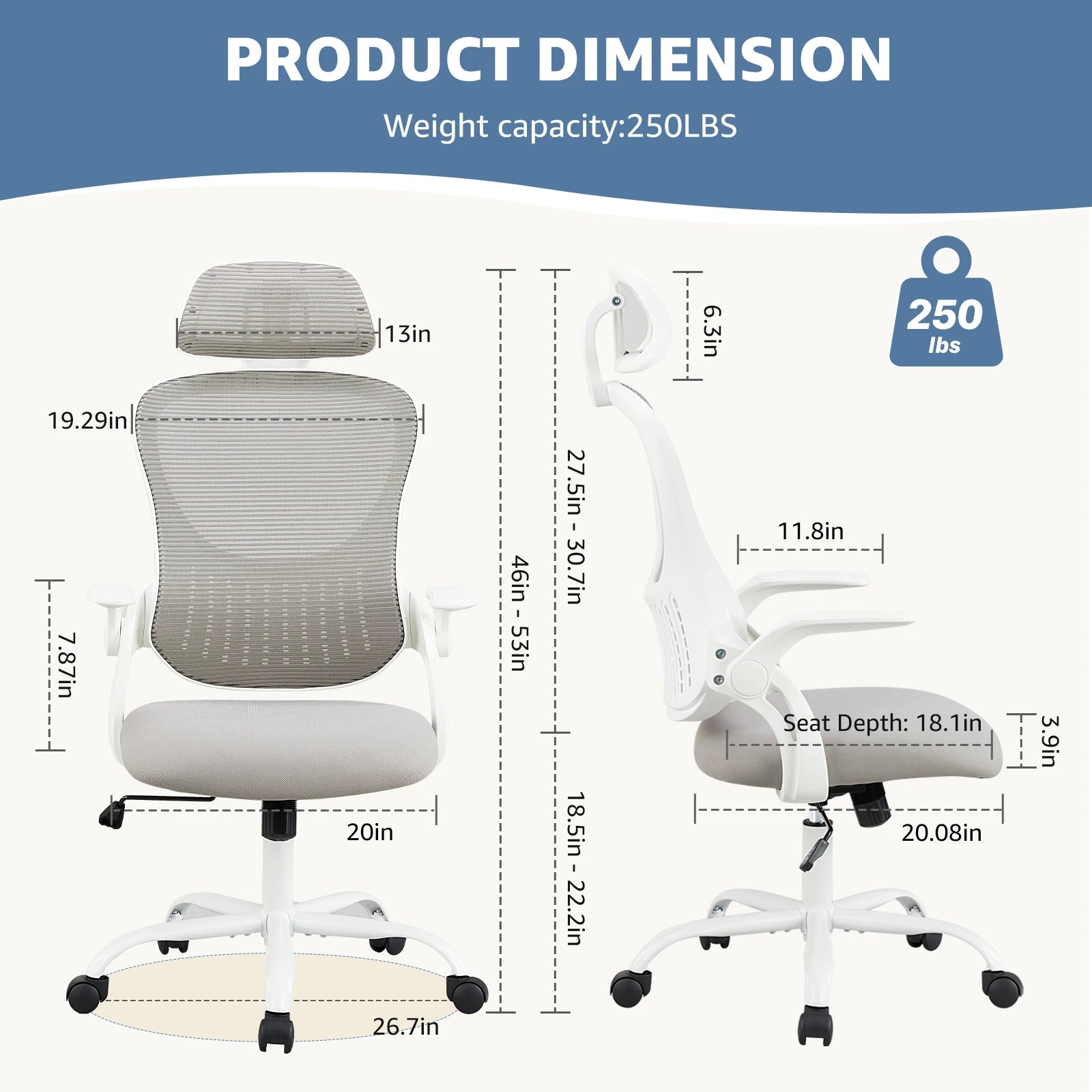 Ergonomic Office Flip Up Arm Adjustable Headrest Chair