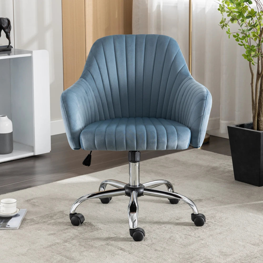 Adjustable Leisure Velvet Wheels Office Chair