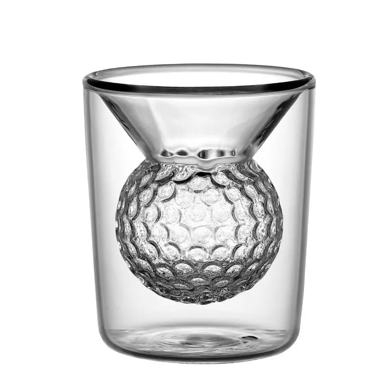 Golf Shaped Double Wall Glass Cup for Drink Shots