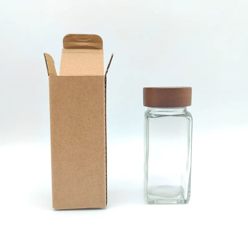 Square Glass Jars Kitchen Seasoning and Spice Bottles