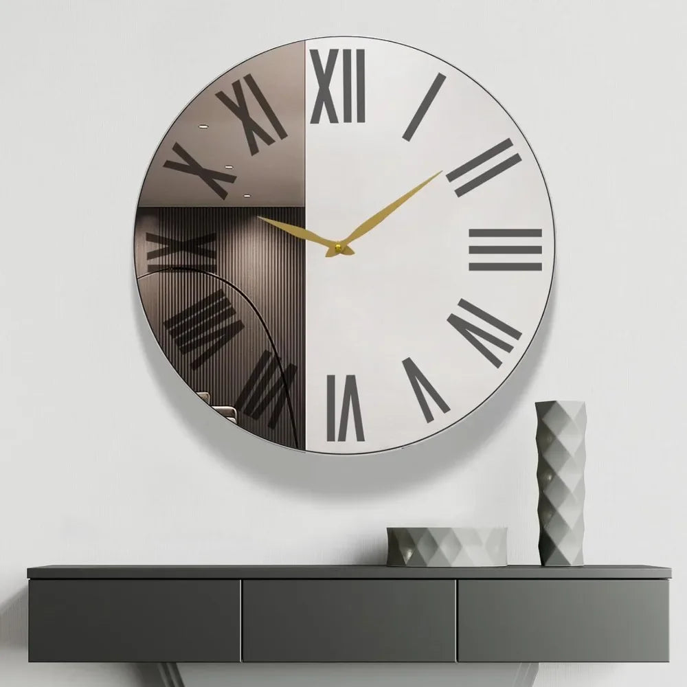 Metal Modern Mirrow No Tick Silent Wall Clock