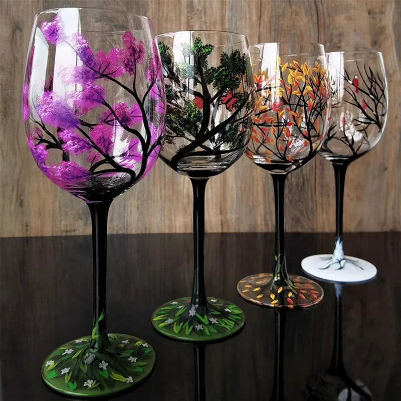 Creative Hand Painted Flower Glass Cocktail Cup