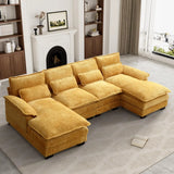 Chenille U Shape Modular Double Chaise Sectional Sofa