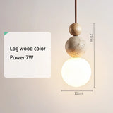 Bedside Led Chandelier Stone Wood Pendant Lamp