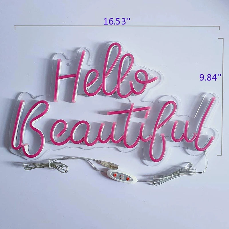 LED Neon Sign For Wall Hello Beautiful