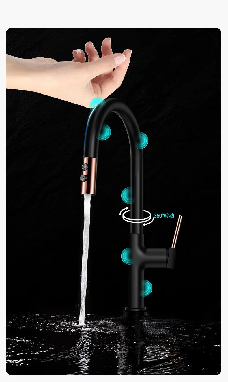 Touch Pull Out Sensor Water Tap Rotate Faucet