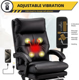 PU Leather Recliner Office USB Massage Footrest Chair