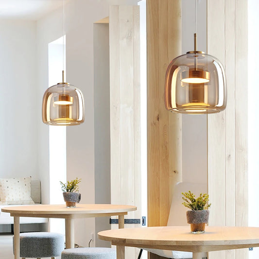 Nordic Glass Smoke Hanging Modern Pendant Lamp