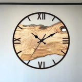 Transparent Acrylic Wood Water Painting Silent Movement Wall Clock