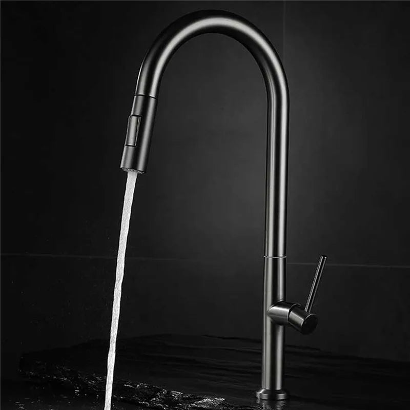 360 Rotation Pull Out Deck Mounted Sink Kitchen Faucet