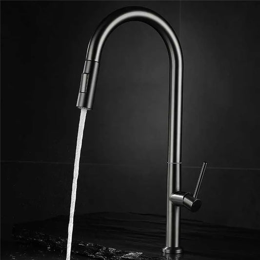 360 Rotation Pull Out Deck Mounted Sink Kitchen Faucet